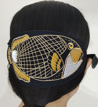 Load image into Gallery viewer, Triggerfish Mask Strap - Embroidered on Black Neoprene
